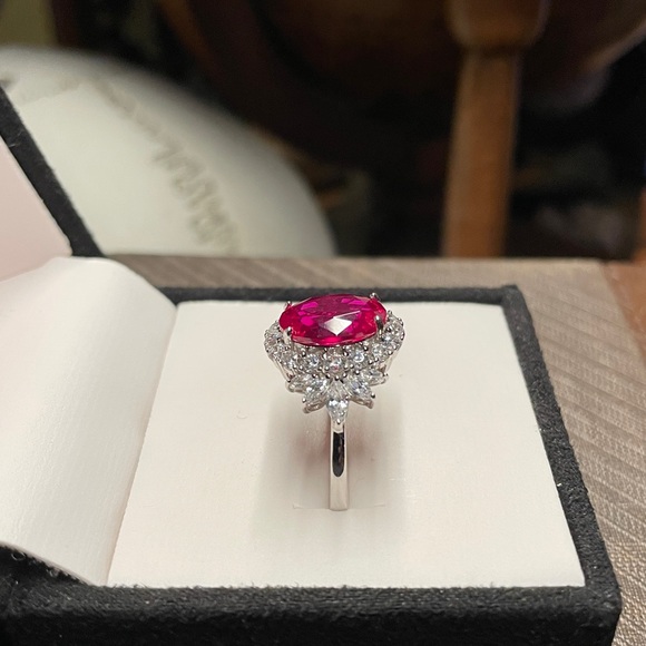 Lab Created Ruby And White Cubic Zirconia Rhodium Over Sterling Ring 6.75ctw - Picture 9 of 14